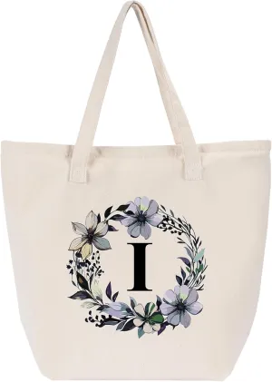 HIFA Initial Tote Bag for Women, Personalized Canvas Tote Bag -Durable Cotton, Zipper, Inner Pocket-Multipurpose Shoulder Bag