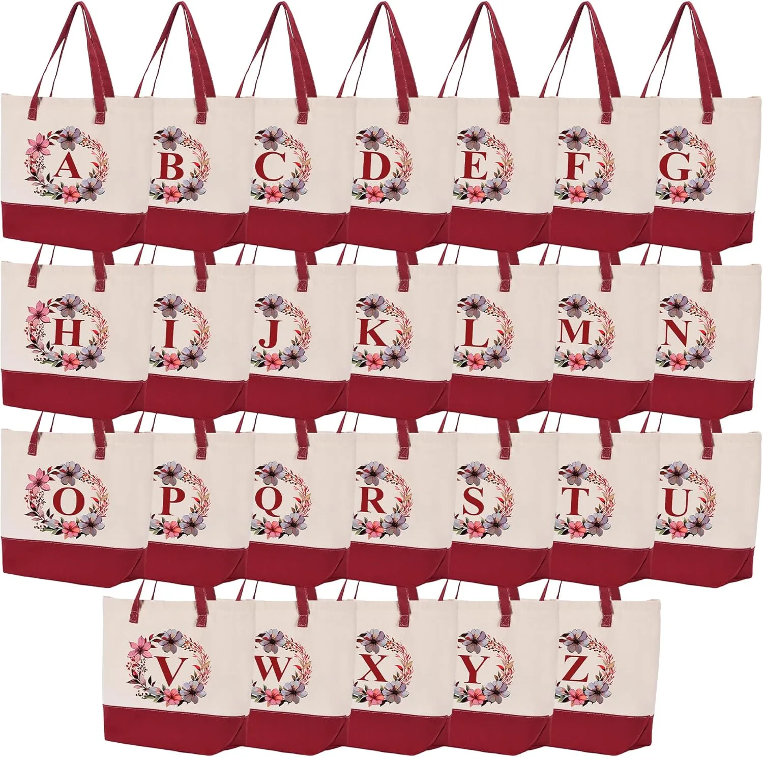 HIFA Initial Tote Bag for Women, Personalized Canvas Tote Bag -Two Tone, Zipper, Inner Pocket - Multipurpose Shoulder Bag