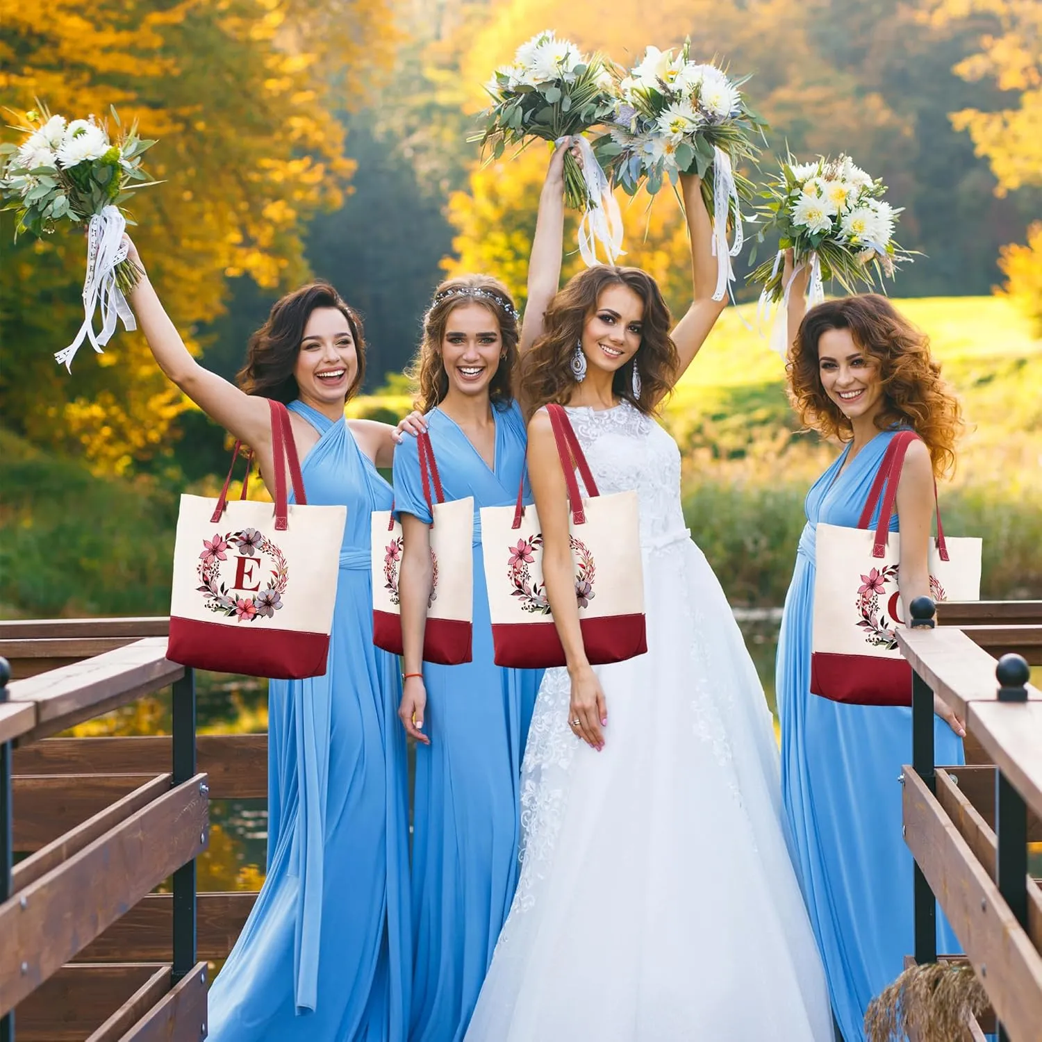 HIFA Initial Tote Bag for Women, Personalized Canvas Tote Bag -Two Tone, Zipper, Inner Pocket - Multipurpose Shoulder Bag