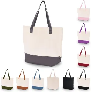 HIFA Personalized Custom Tote Bag for Women, Canvas Tote Bag - Zipper Closure, Extra Inner Pocket - Multipurpose Shoulder Bag