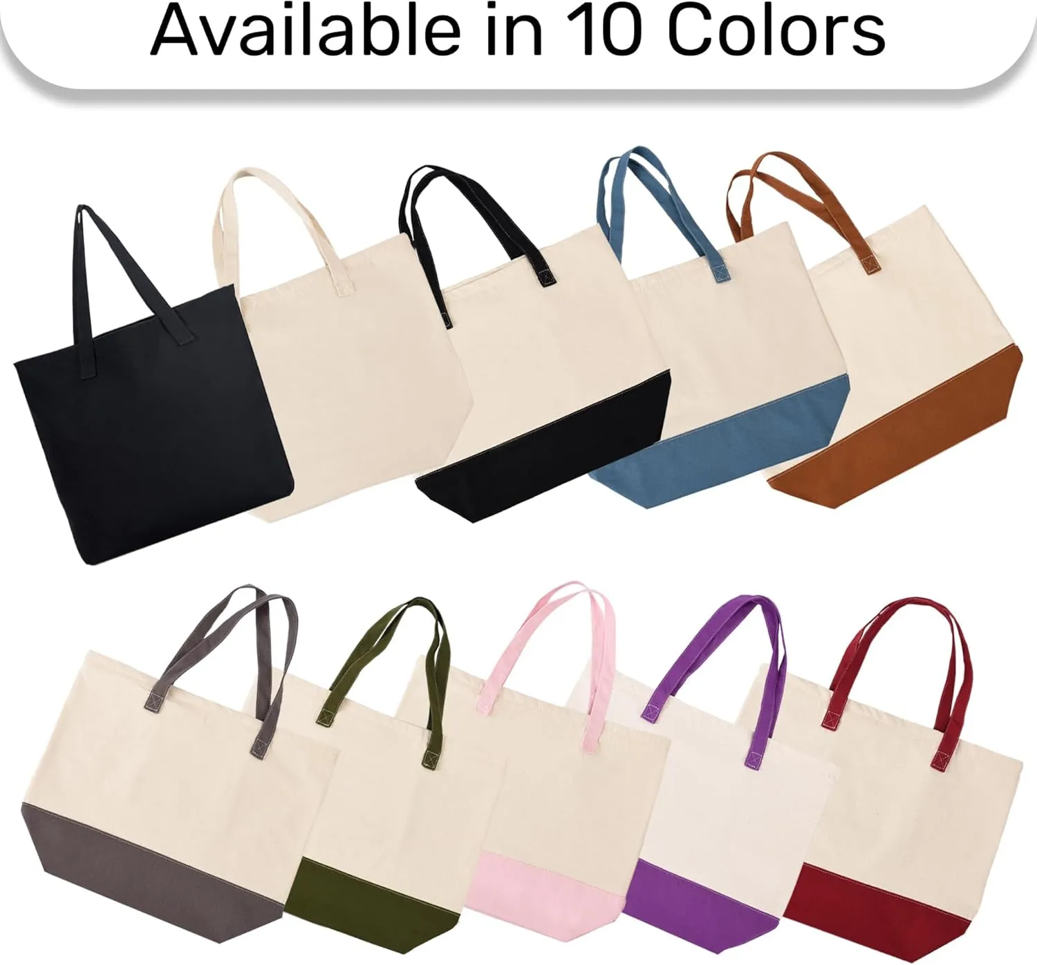 HIFA Personalized Custom Tote Bag for Women, Canvas Tote Bag - Zipper Closure, Extra Inner Pocket - Multipurpose Shoulder Bag