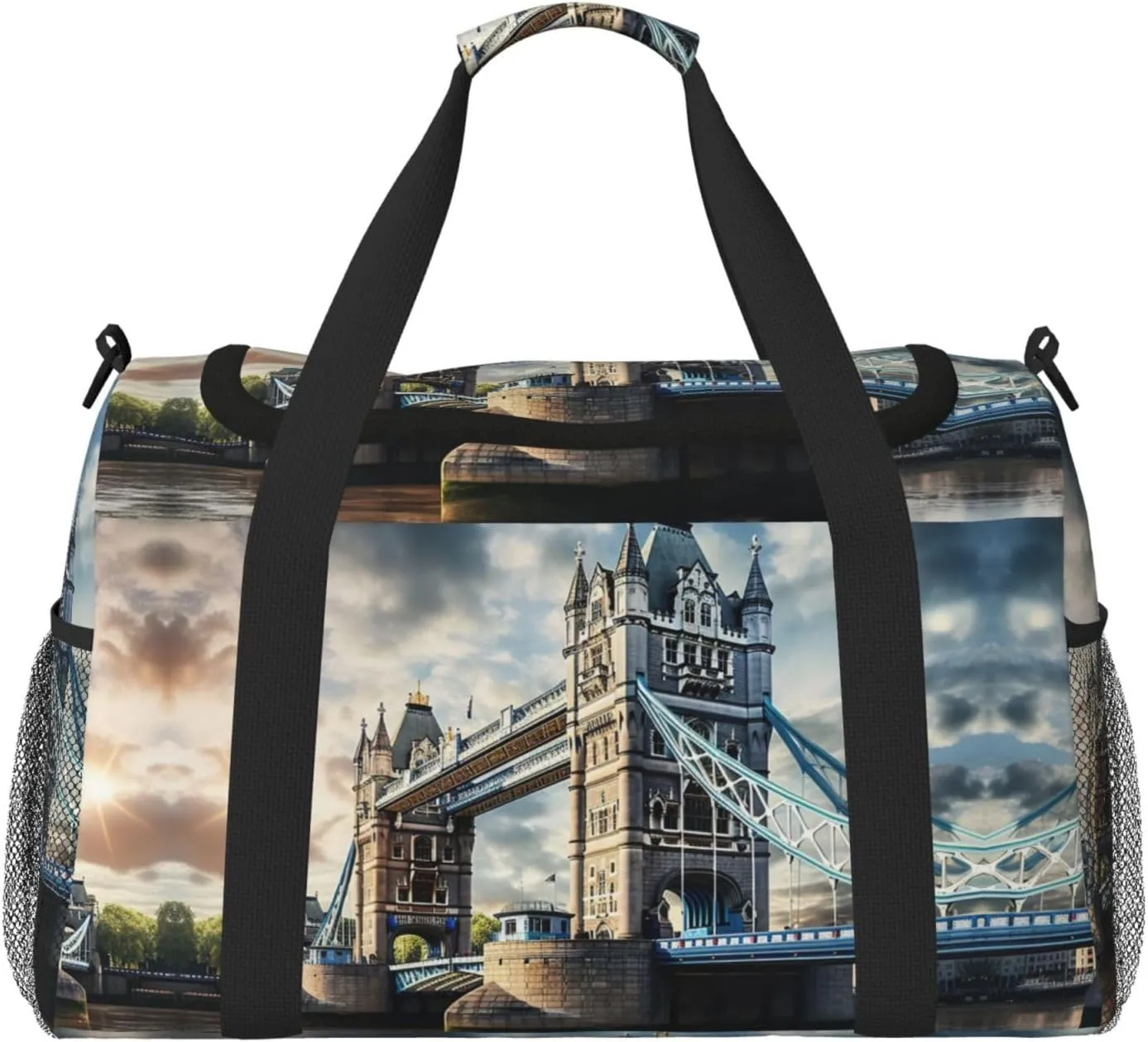 Historic Old Tower Bridge London print Carry on Luggage for Women Men Shoulder Weekender Crossbody Bag for Yoga Travel Must Haves