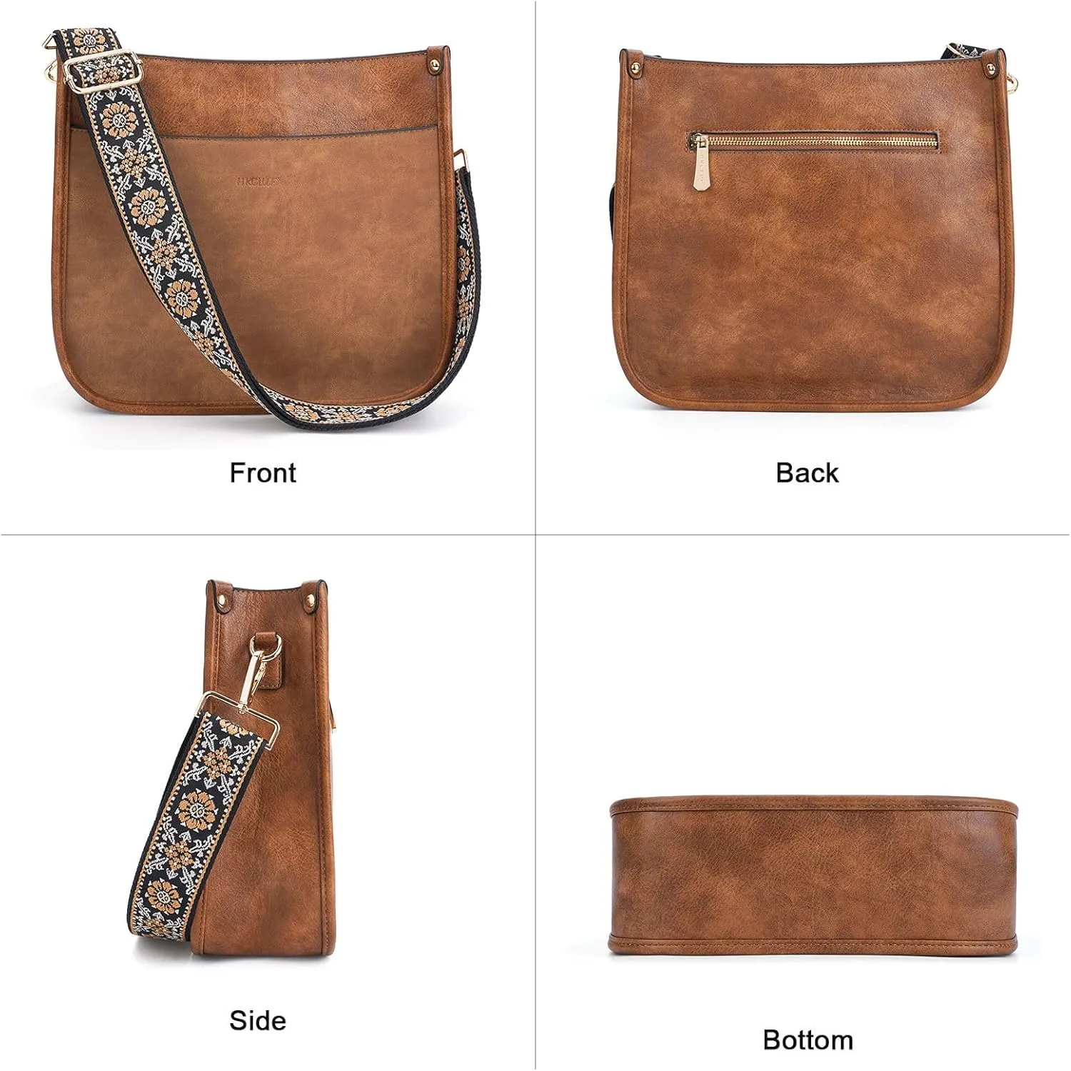 HKCLUF Crossbody Bag Purse for Women 2PCS/Set Leather Hobo Handbag Wallet Set With 2Adjustable Guitar Strap Shoulder Bag