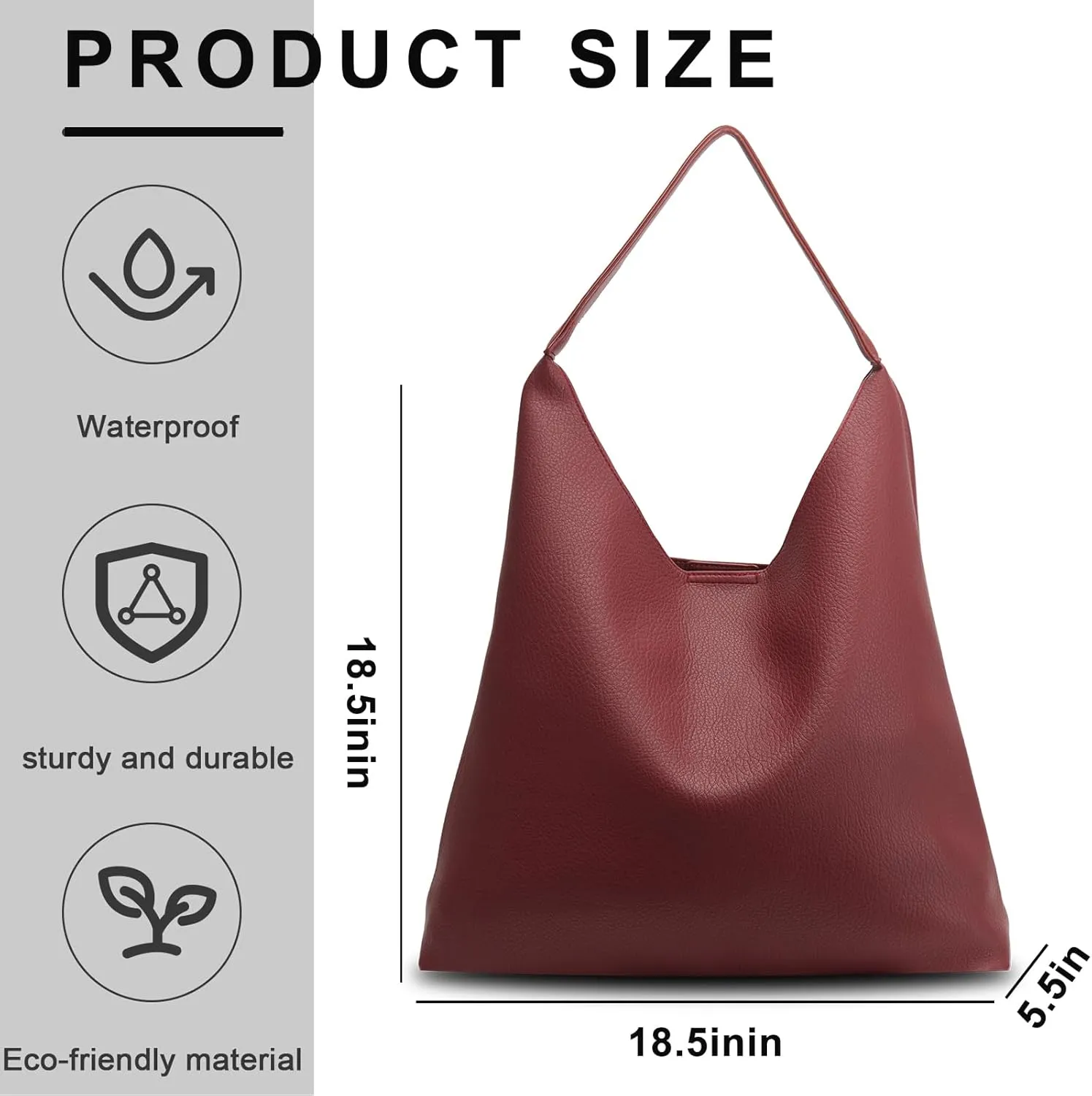 Hobo Bags for Women Soft PU Leather Shoulder Handbag high-capacity Slouchy Tote Purses