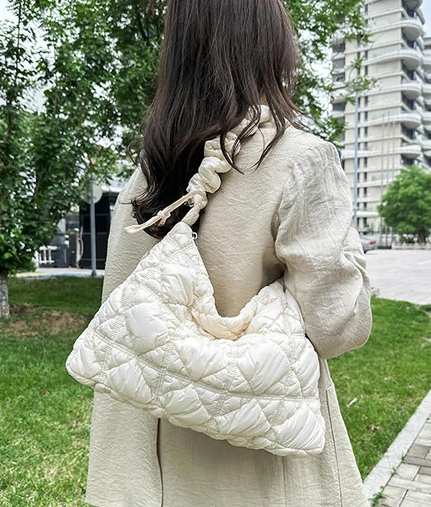 Hobo Crossbody Bags for Women Nylon Underarm Bag Crossbody Purses for Women Trendy Purses for Women 2024 Pleated Shoulder Bag