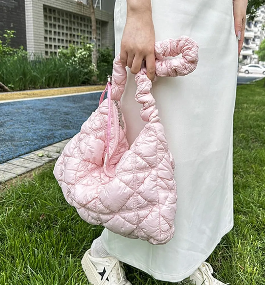 Hobo Crossbody Bags for Women Nylon Underarm Bag Crossbody Purses for Women Trendy Purses for Women 2024 Pleated Shoulder Bag