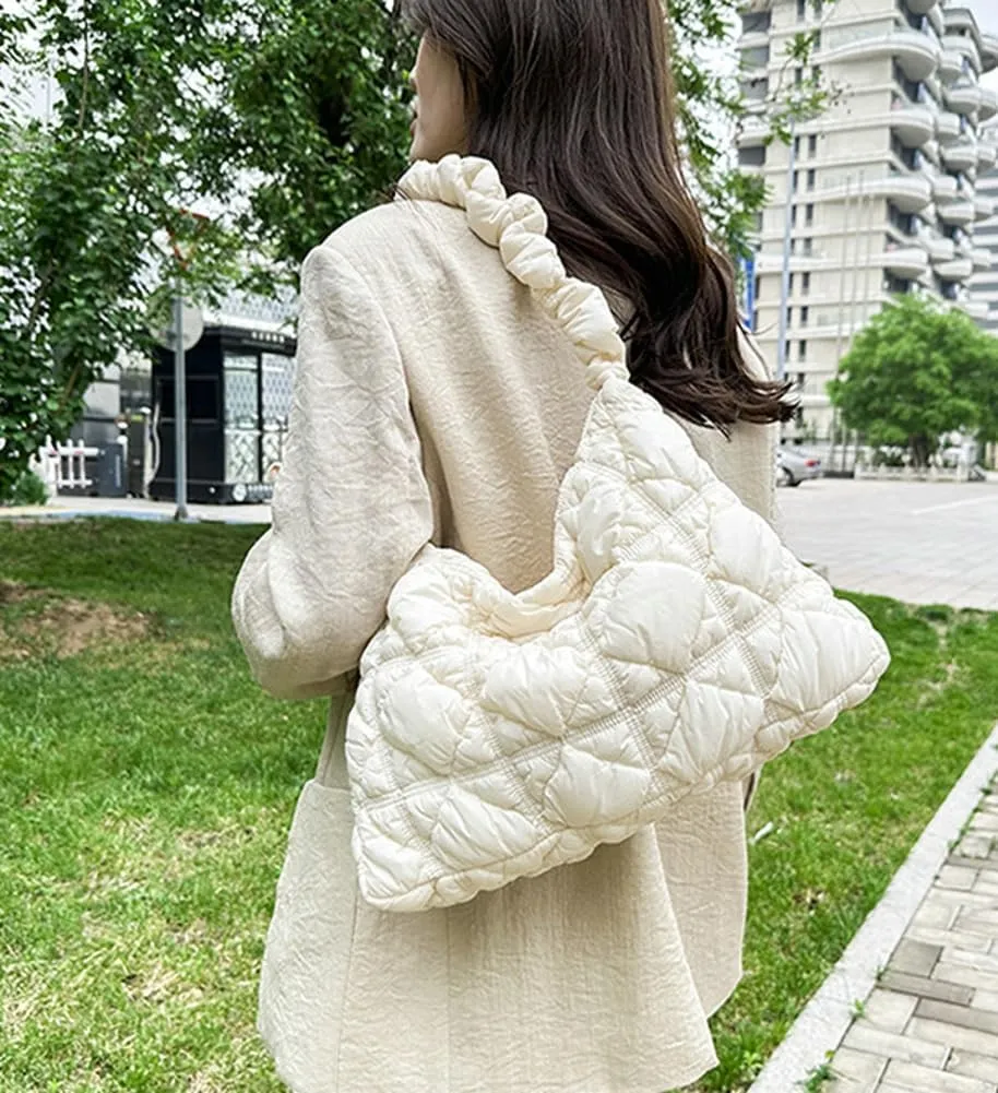 Hobo Crossbody Bags for Women Nylon Underarm Bag Crossbody Purses for Women Trendy Purses for Women 2024 Pleated Shoulder Bag