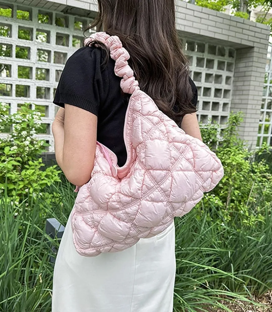 Hobo Crossbody Bags for Women Nylon Underarm Bag Crossbody Purses for Women Trendy Purses for Women 2024 Pleated Shoulder Bag