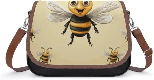 Honey Bee Shoulder Bags PU Leather Shoulder Handbag Large Capacity Crossbody Bag for Women