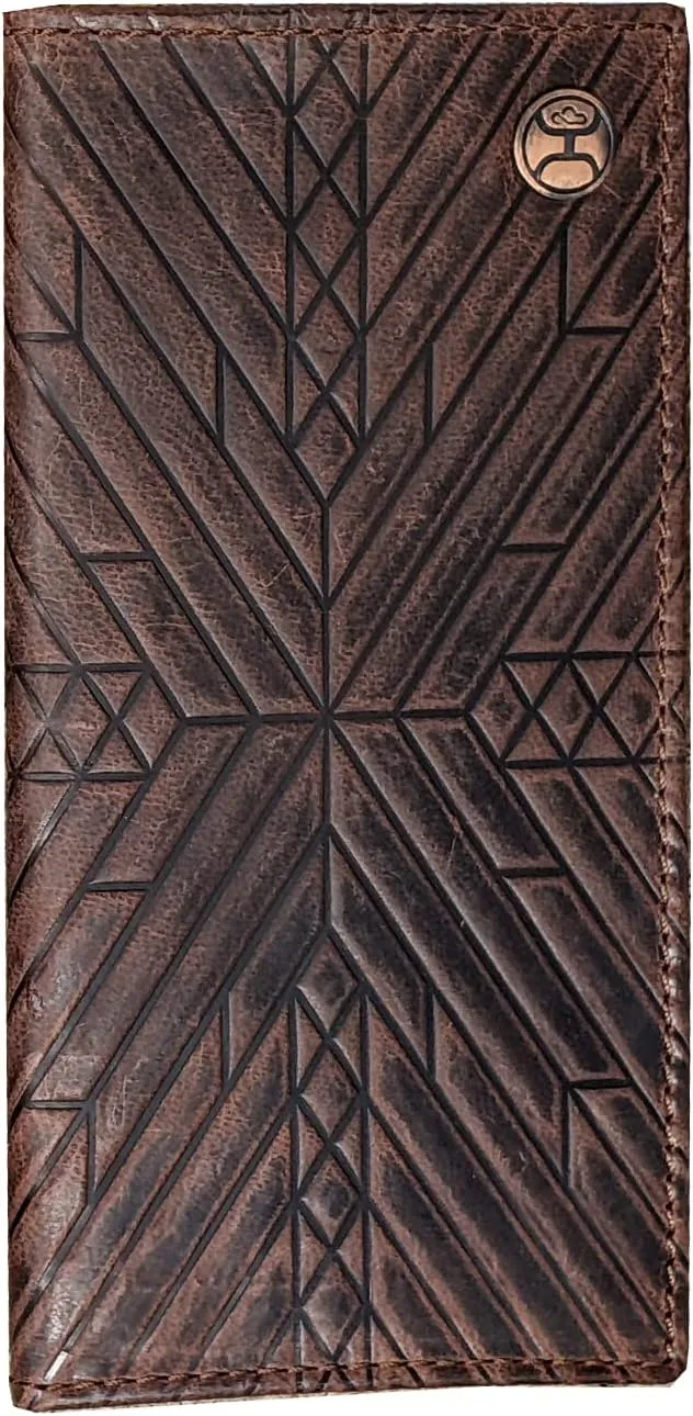 HOOEY Leather Men's Western Rodeo Wallet (Aztec Embossed - Brown)