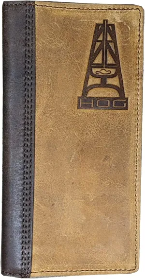 HOOEY Leather Men’s Western Rodeo Wallet (Hog Logo Embossed - Brown)