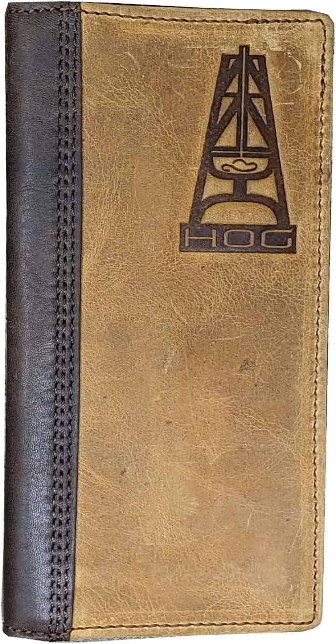 HOOEY Leather Men’s Western Rodeo Wallet (Hog Logo Embossed - Brown)
