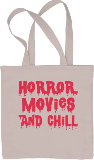 Horror Movies and Chill Reusable Shopping Tote Bag, Durable Cotton Canvas, Eco-Friendly, Stylish and Spacious