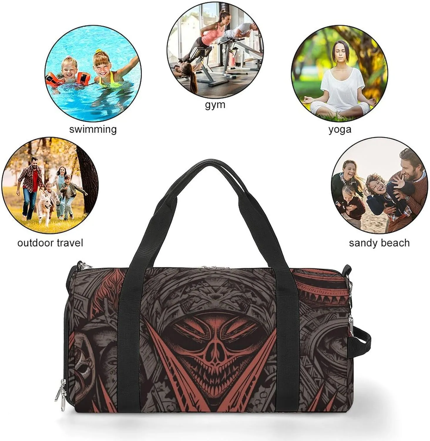 Horror Style Pictures Sports Gym Bag Carry on Holdalls for Men Small Duffel Bags for Women with Shoe Compartment