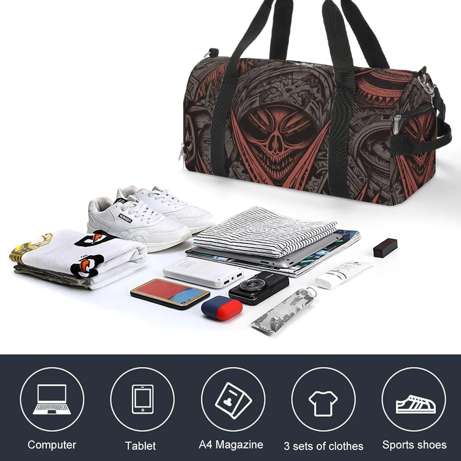 Horror Style Pictures Sports Gym Bag Carry on Holdalls for Men Small Duffel Bags for Women with Shoe Compartment