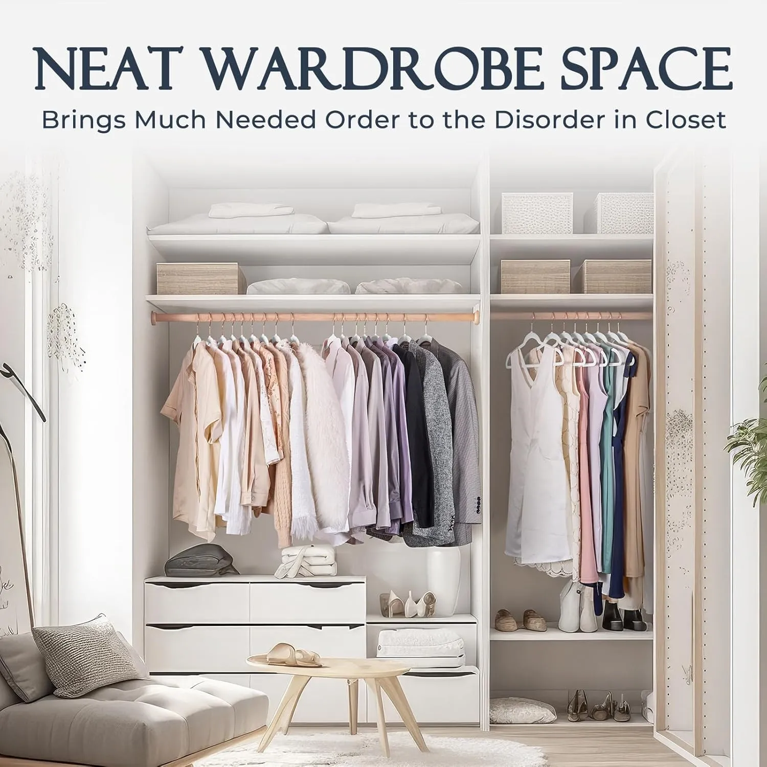 HOUSE DAY Velvet Hangers 30 Pack, Premium Clothes Hangers Non-Slip Felt Hangers, Sturdy White Hangers Heavy Duty Coat Hangers, Durable Suit Hangers, Space Saving 360 Rotating Rose Gold Hook