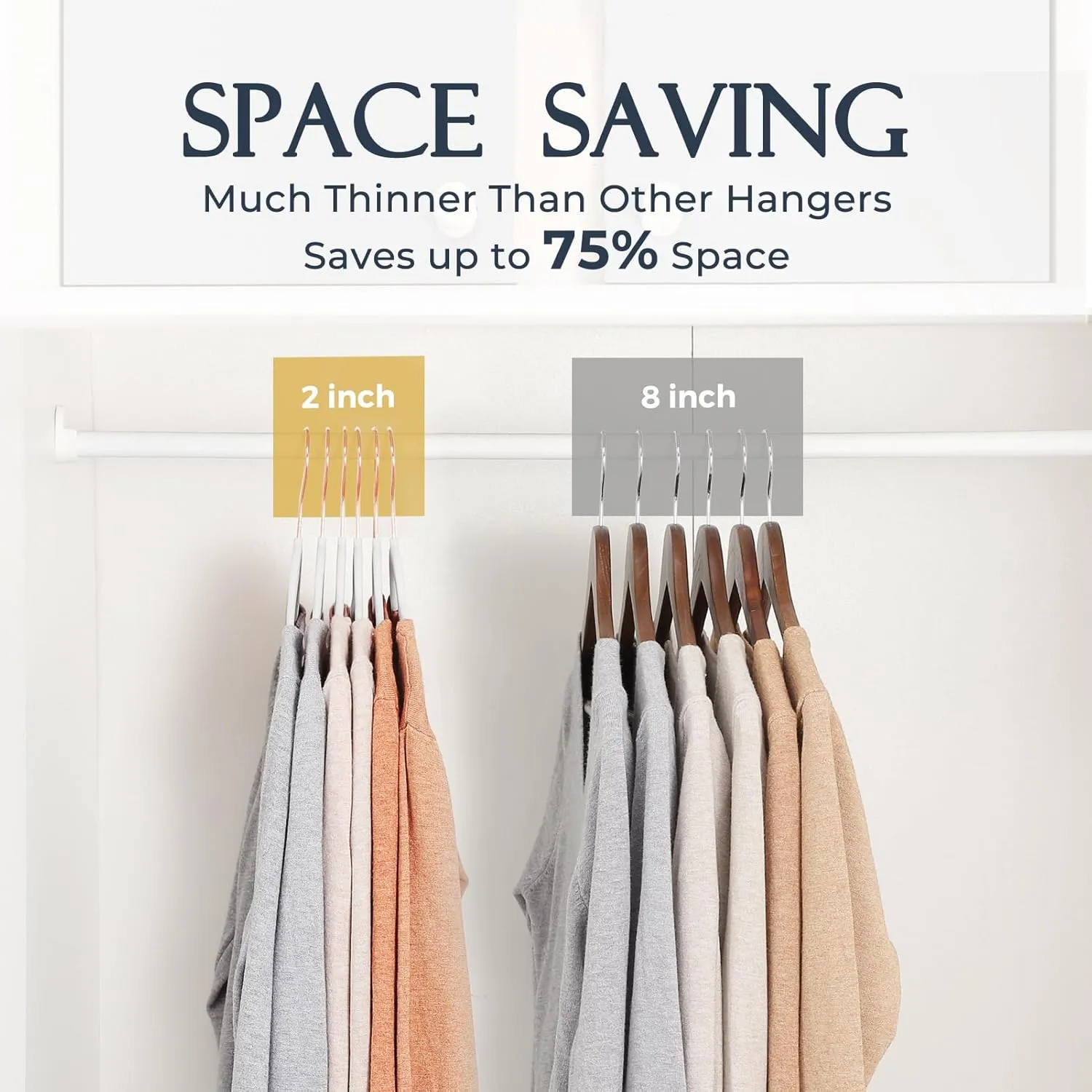 HOUSE DAY Velvet Hangers 30 Pack, Premium Clothes Hangers Non-Slip Felt Hangers, Sturdy White Hangers Heavy Duty Coat Hangers, Durable Suit Hangers, Space Saving 360 Rotating Rose Gold Hook