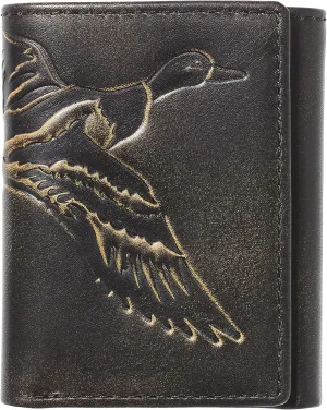 House of Jack Co. Duck Trifold Wallet for Men and Outdoorsmen with Camou Lining, Full Grain Cowhide Leather Wallet, Black