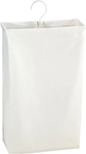 Household Essentials 148 Hanging Cotton Canvas Laundry Hamper Bag | White, 6" x 16" x 27" (Length x Width x Height)