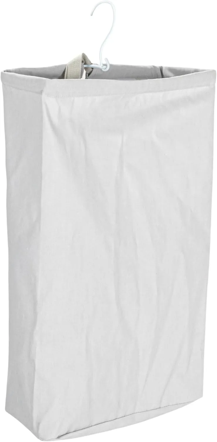 Household Essentials Door Hanging Laundry Bag, Washable Canvas Bag with Loop Handle, Holds Two Loads of Laundry, Great for Dorms and Small Spaces, Grey