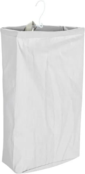 Household Essentials Door Hanging Laundry Bag, Washable Canvas Bag with Loop Handle, Holds Two Loads of Laundry, Great for Dorms and Small Spaces, Grey