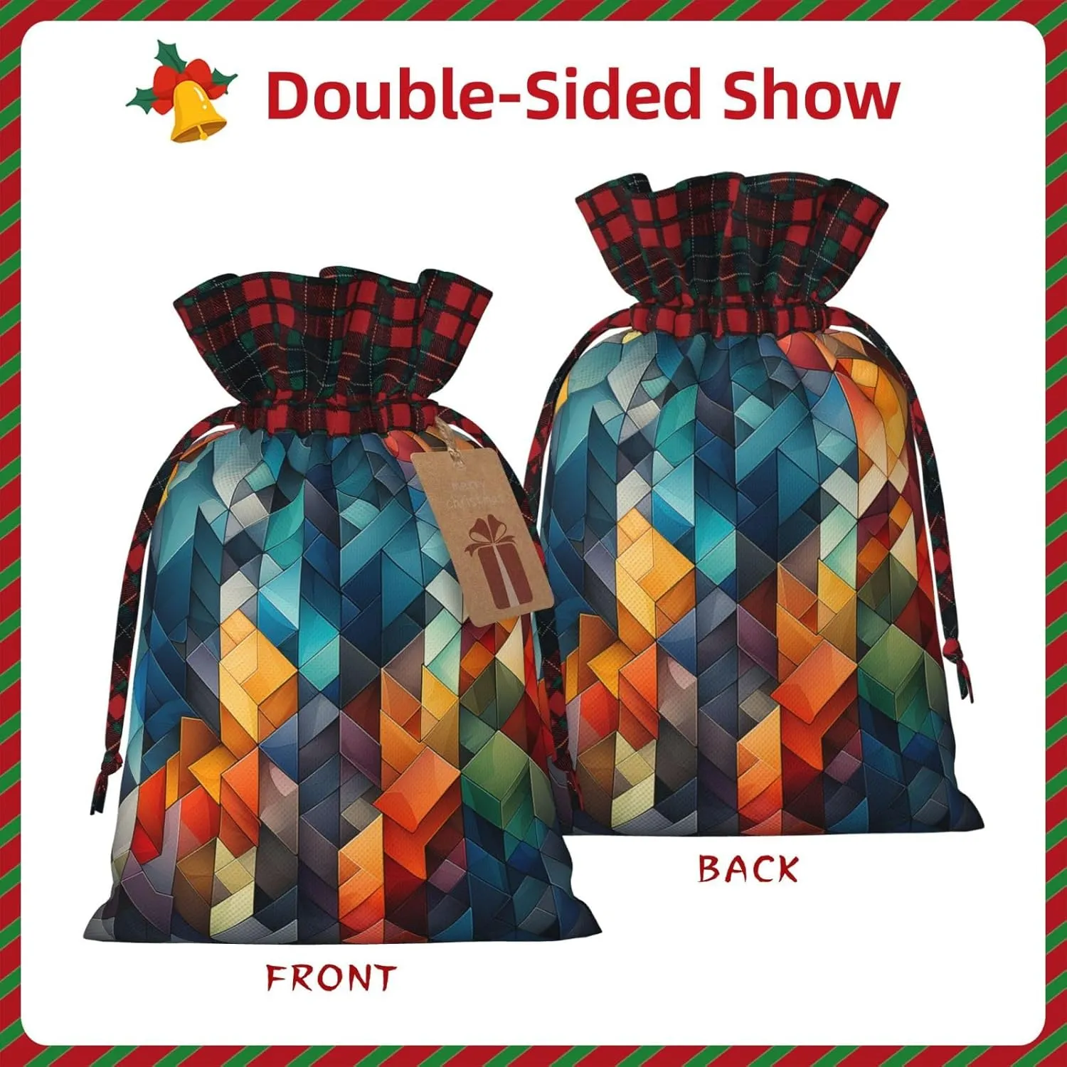 HQaxsfQxnr Christmas Gift Bag Drawstring Gift Bag for Christmasc Complex geometric designs Gift Bag for Christmasc Linen Wrapping Bag Christmas Drawstring Bag for Party Wrapping