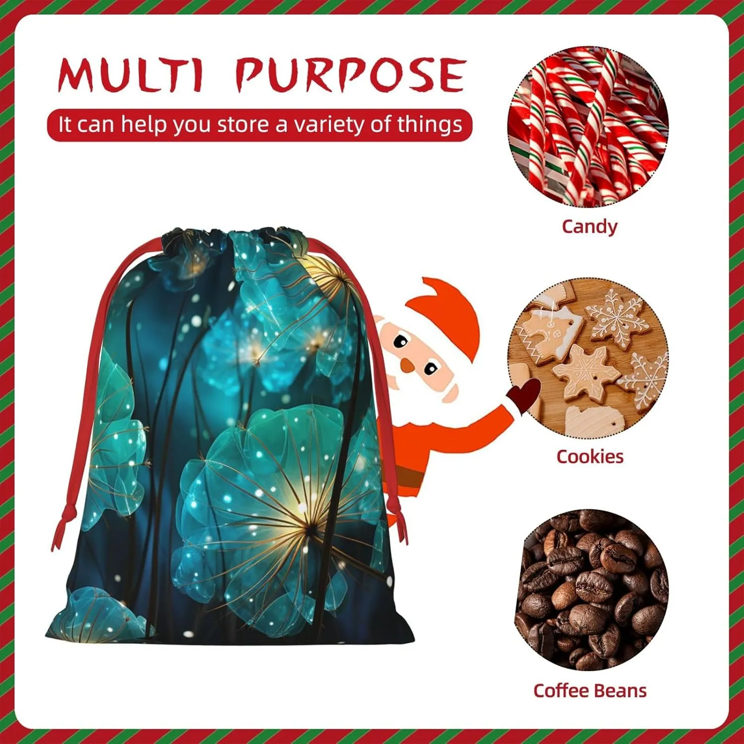 HQaxsfQxnr Christmas Gift Bags Burlap Drawstring Gift Bags Reusable Drawstring Gift Bag for Christmas Unreal Flower Gift Bags Linen Wrapping Bag Holiday Gift Bags for Treat Goodies Party