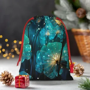 HQaxsfQxnr Christmas Gift Bags Burlap Drawstring Gift Bags Reusable Drawstring Gift Bag for Christmas Unreal Flower Gift Bags Linen Wrapping Bag Holiday Gift Bags for Treat Goodies Party