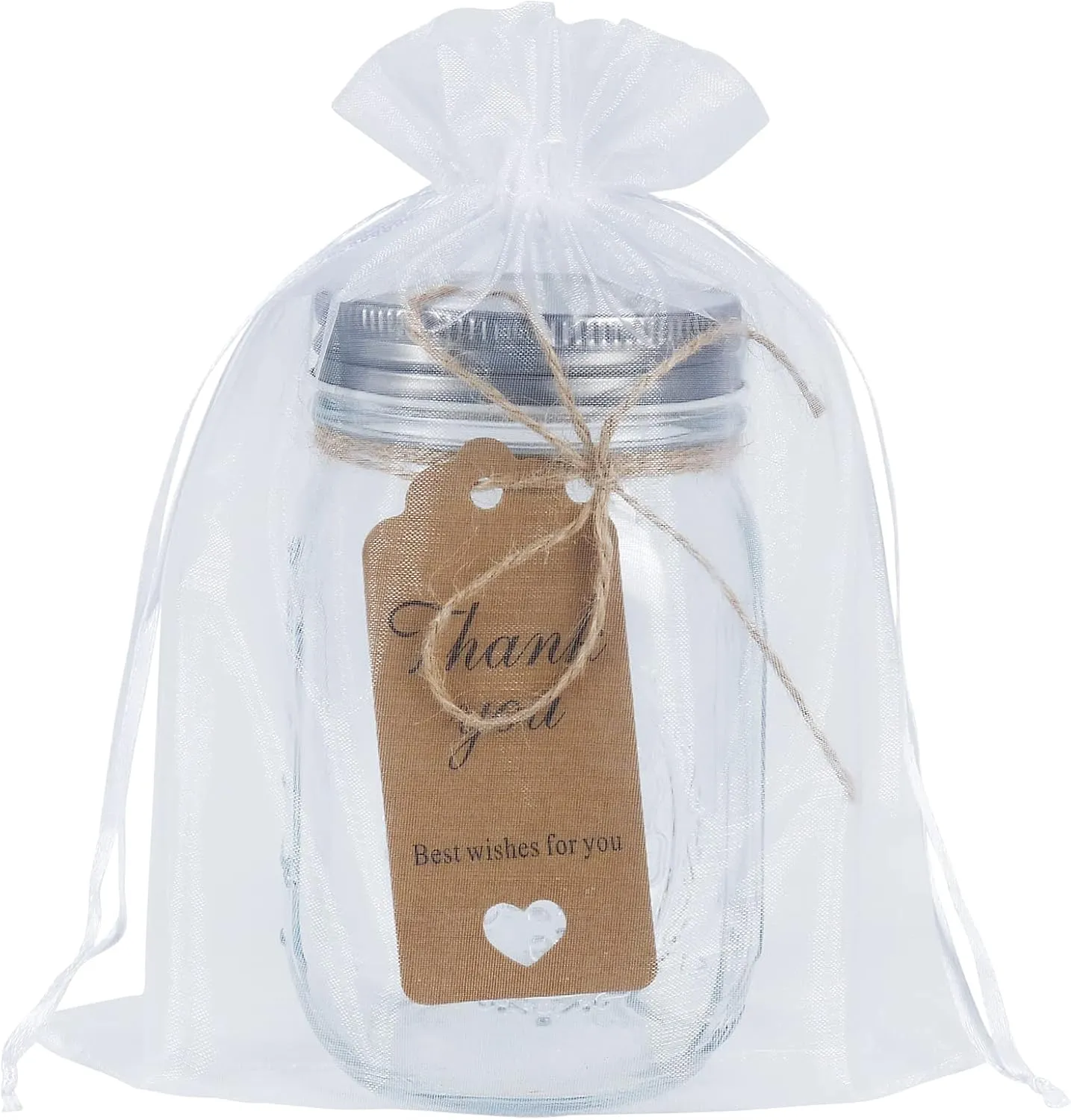 HRX Package 100pcs Sheer Organza Bags White, 6 x 9 inches Christmas Wedding Shower Party Favors Gift Drawstring Bags Large Mesh Jewelry Pouches