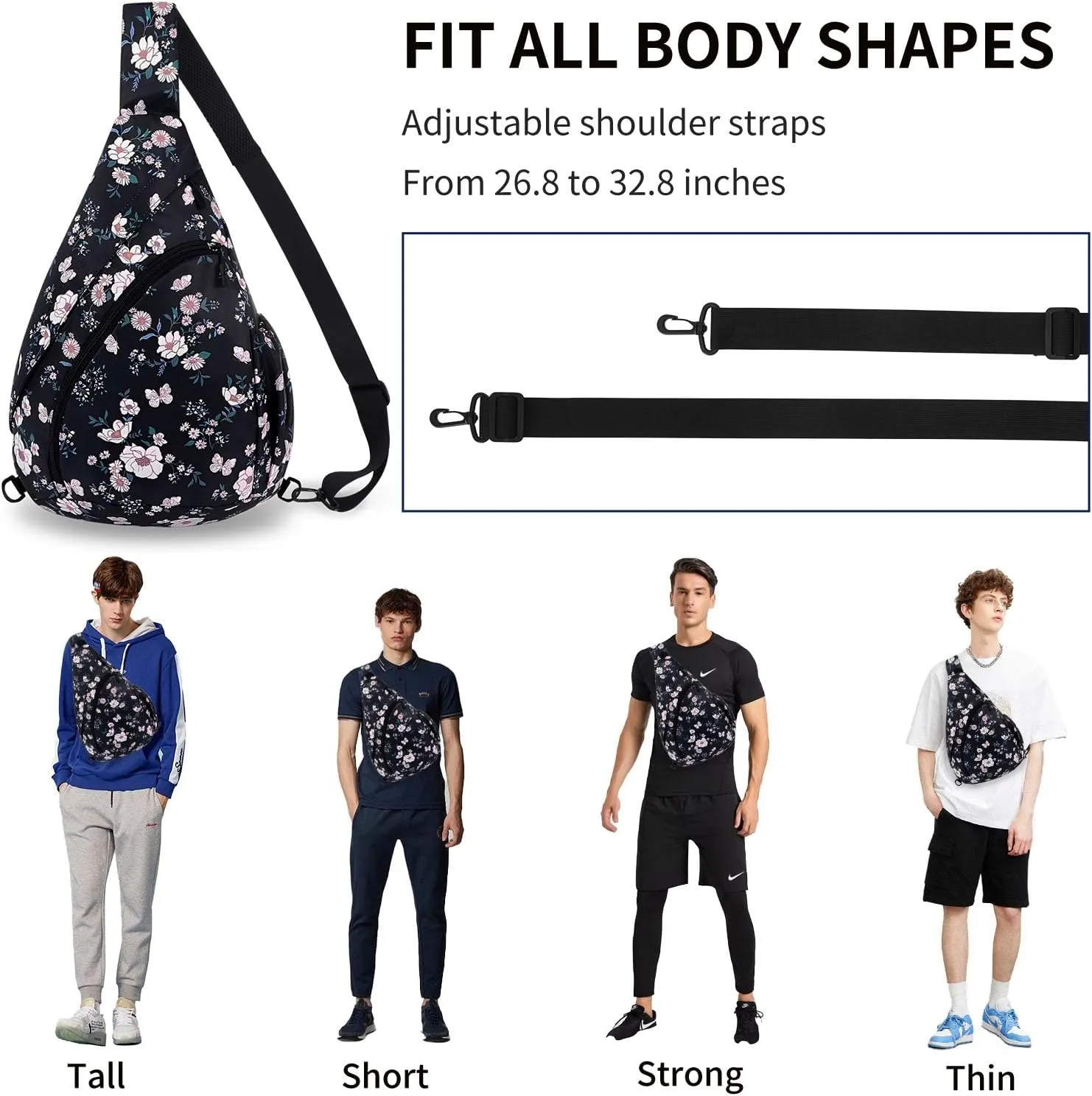 HUA ANGEL Crossbody Sling Bag for Men & Women Lightweight Waterproof Chest Shoulder Bag for Travel Hiking & Everyday Use
