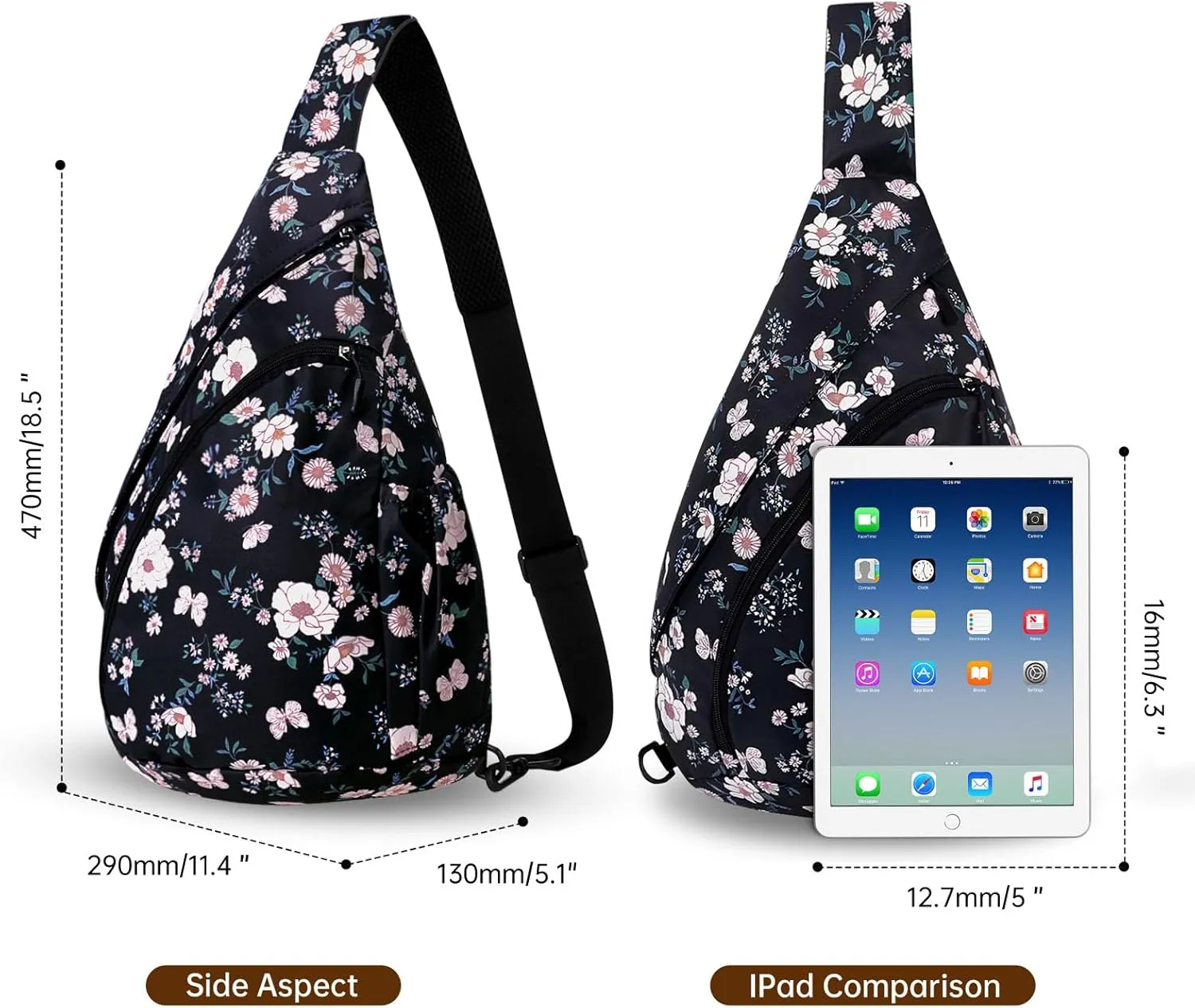 HUA ANGEL Crossbody Sling Bag for Men & Women Lightweight Waterproof Chest Shoulder Bag for Travel Hiking & Everyday Use