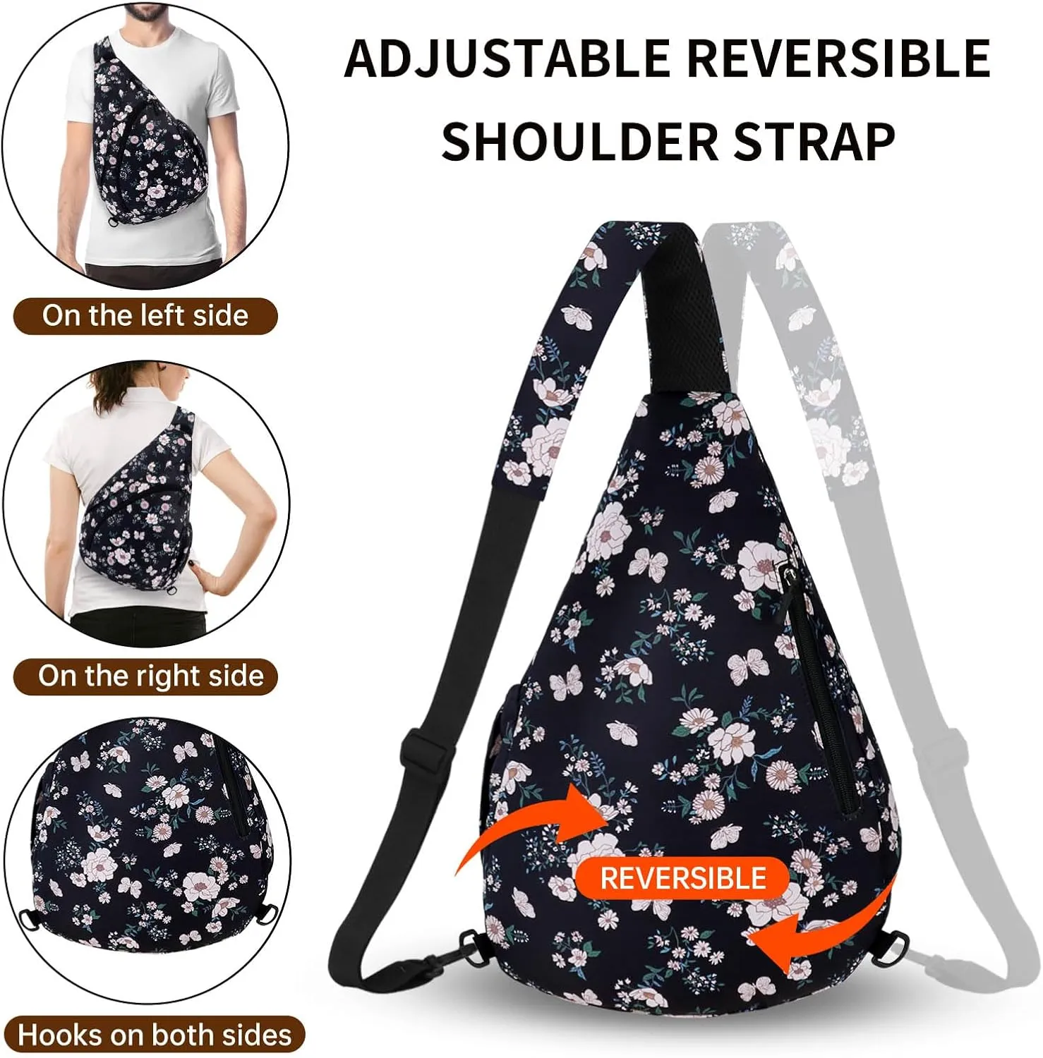 HUA ANGEL Crossbody Sling Bag for Men & Women Lightweight Waterproof Chest Shoulder Bag for Travel Hiking & Everyday Use