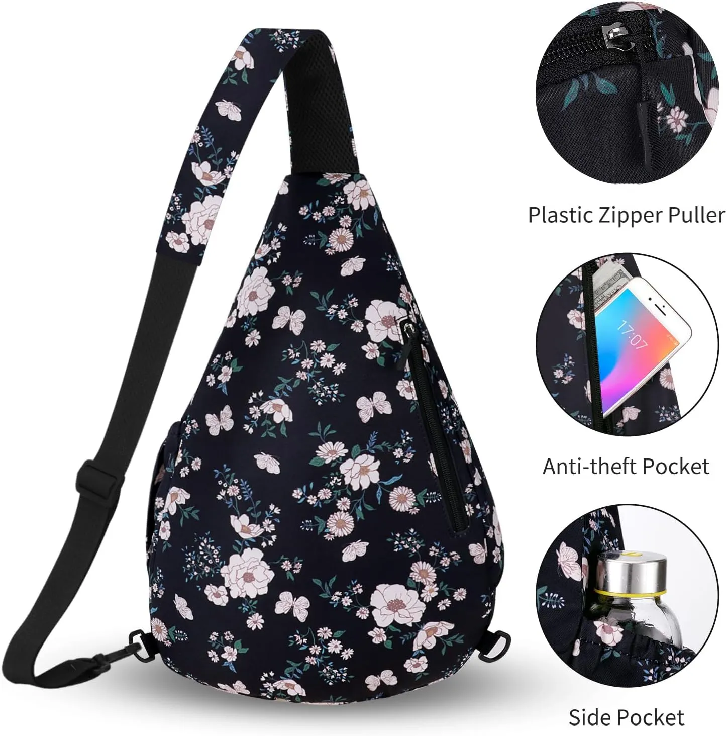 HUA ANGEL Crossbody Sling Bag for Men & Women Lightweight Waterproof Chest Shoulder Bag for Travel Hiking & Everyday Use