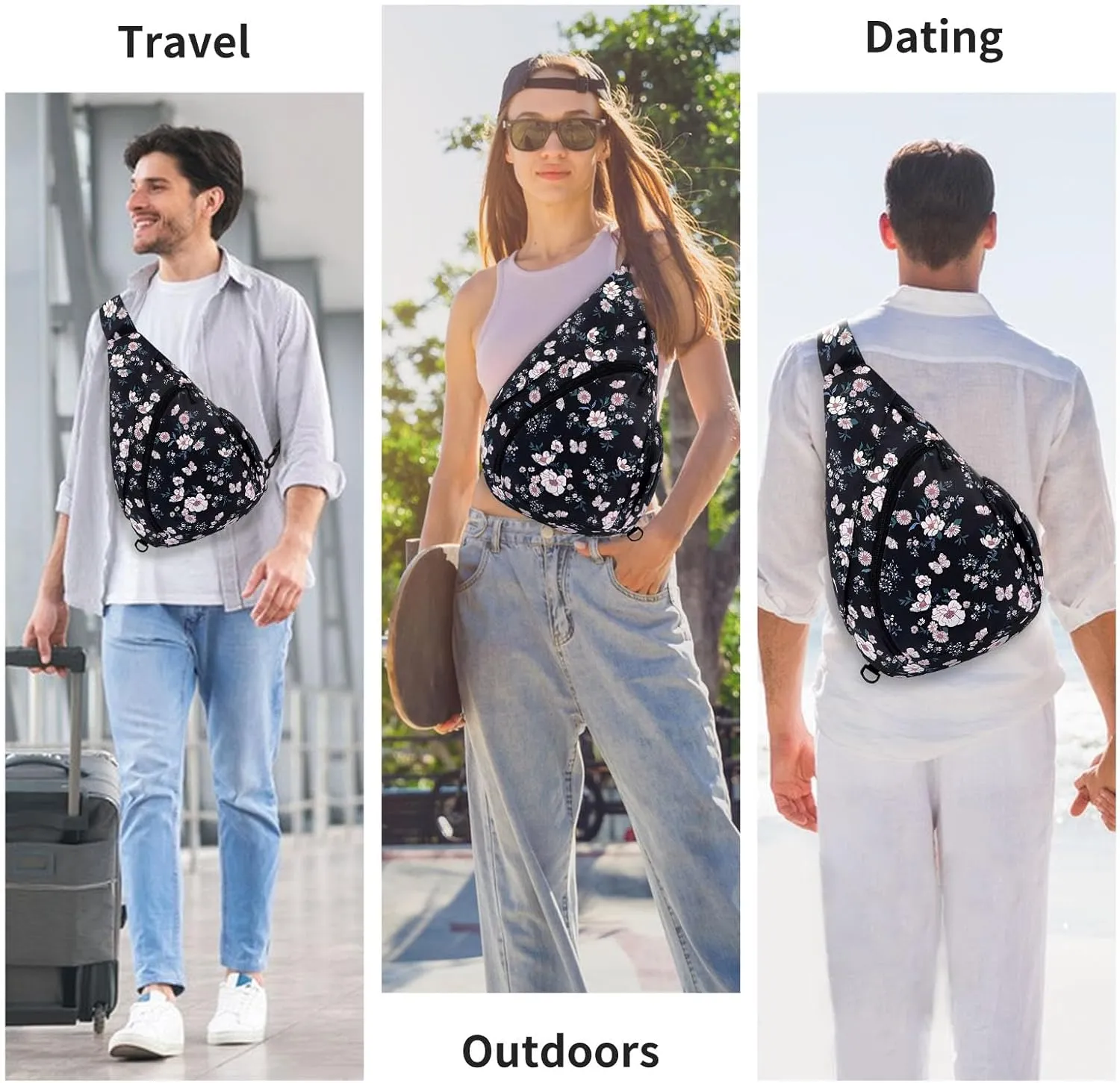 HUA ANGEL Crossbody Sling Bag for Men & Women Lightweight Waterproof Chest Shoulder Bag for Travel Hiking & Everyday Use