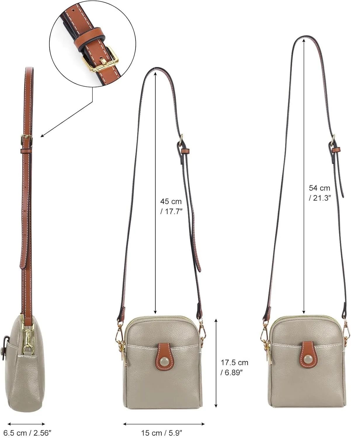 HUA ANGEL Small Crossbody Bag for Women, Soft Leather Travel Crossbody Mini Shoulder Cellphone Purses Messenger Satchel Bag