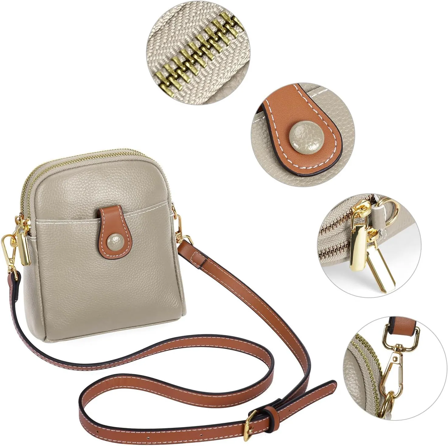 HUA ANGEL Small Crossbody Bag for Women, Soft Leather Travel Crossbody Mini Shoulder Cellphone Purses Messenger Satchel Bag