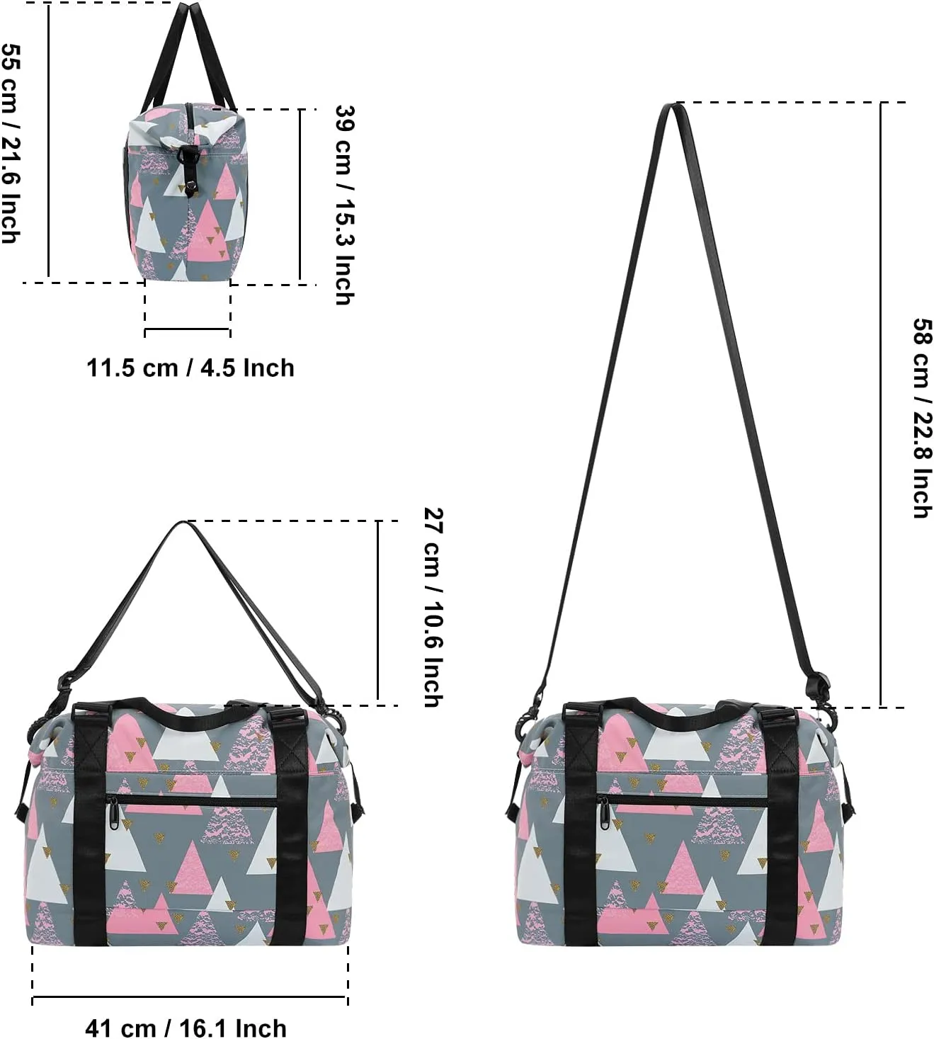 HUA ANGEL Travel Duffel Bag - Medium Size Weekend Overnight Tote Bag for Gym, Sports, Workout - Unisex Fitness Bag with Strap