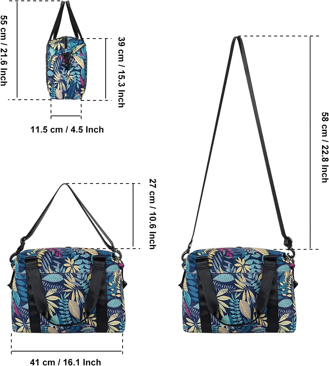 HUA ANGEL Travel Duffel Bag - Medium Size Weekend Overnight Tote Bag for Gym, Sports, Workout - Unisex Fitness Bag with Strap