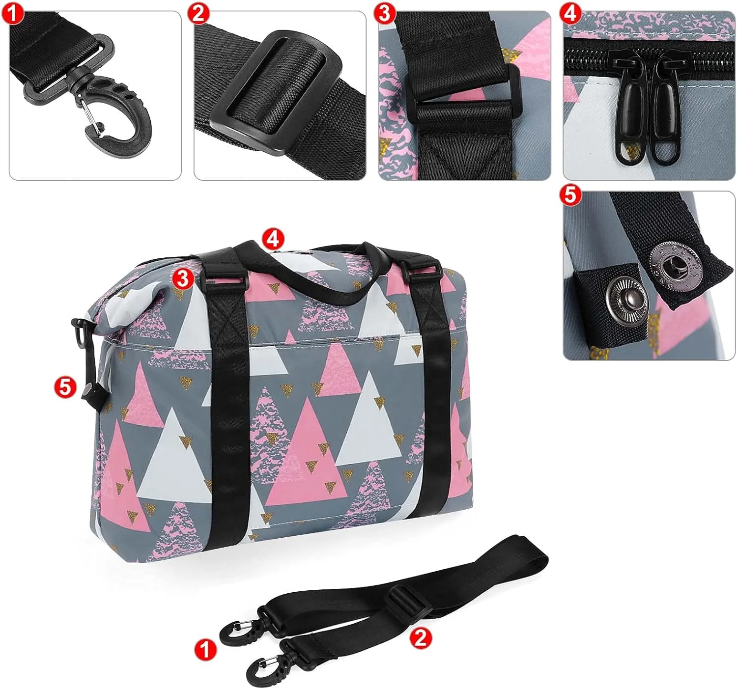 HUA ANGEL Travel Duffel Bag - Medium Size Weekend Overnight Tote Bag for Gym, Sports, Workout - Unisex Fitness Bag with Strap