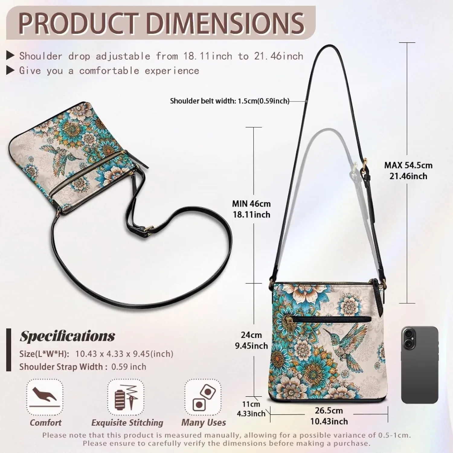 HUGS IDEA Crossbody Bag for Women Leather Handbag Sling Bag Large Hobo Bag Cell Phone Bag