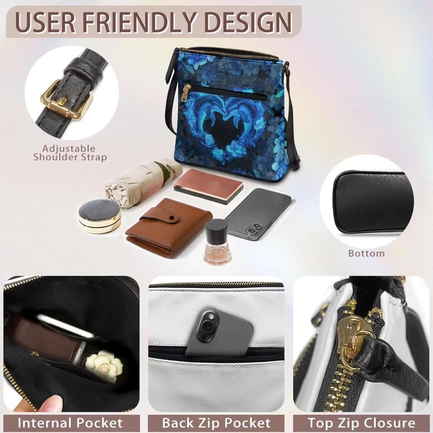 HUGS IDEA Crossbody Bag for Women Leather Handbag Sling Bag Large Hobo Bag Cell Phone Bag