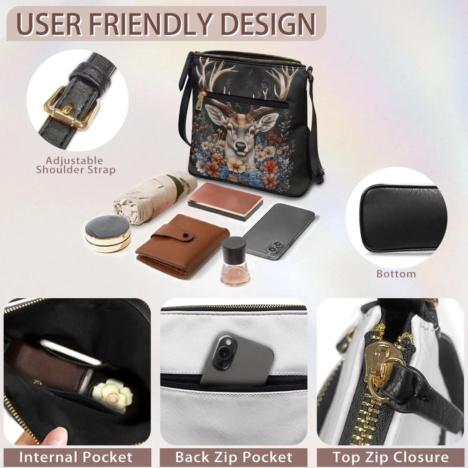 HUGS IDEA Crossbody Bag for Women Leather Handbag Sling Bag Large Hobo Bag Cell Phone Bag