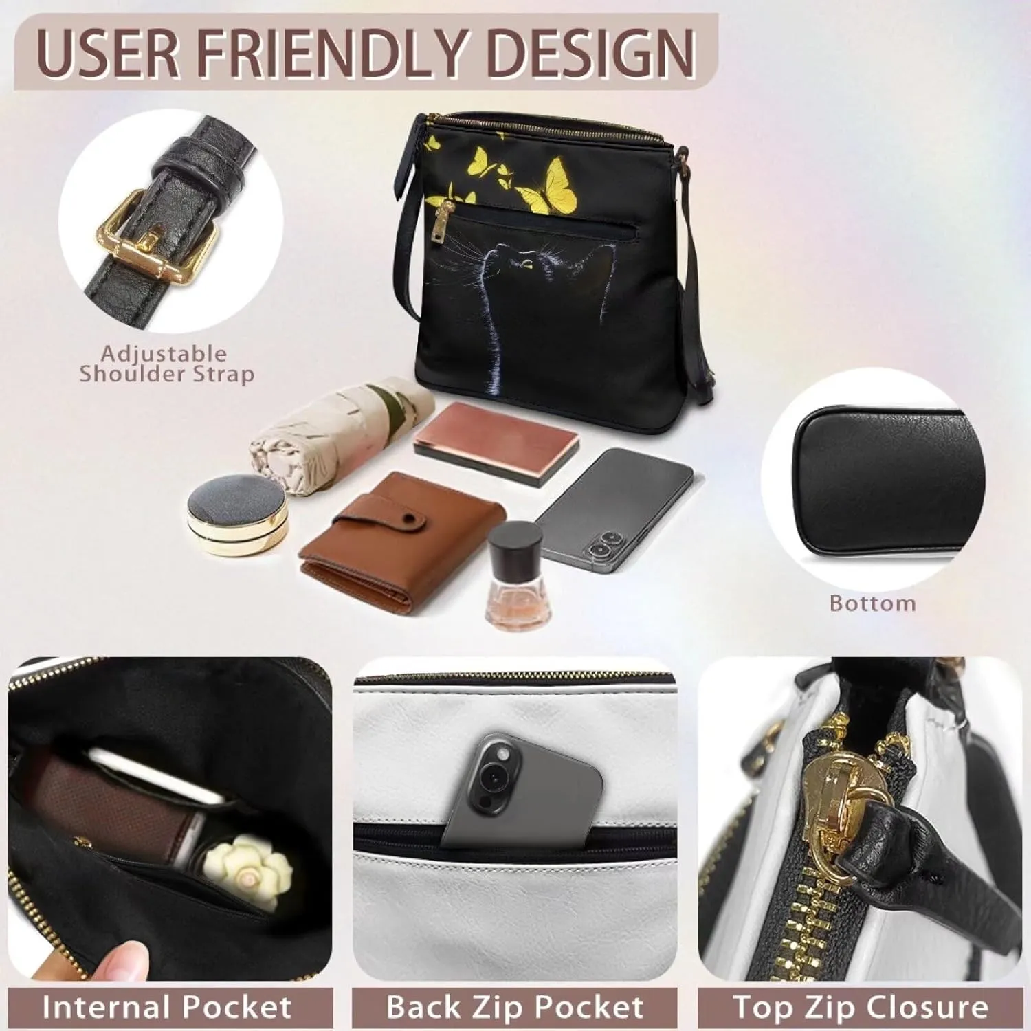 HUGS IDEA Crossbody Purse for Women,Lightweight Crossbody Bag Soft Leather Women's Shoulder Handbags