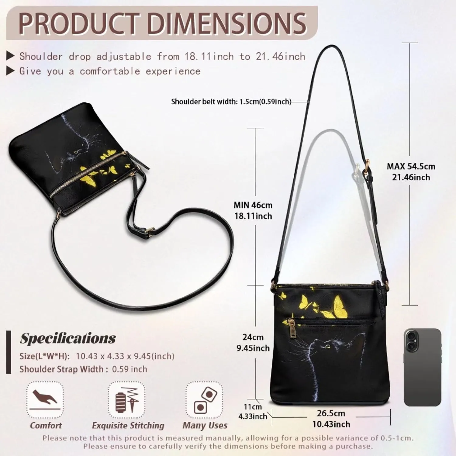 HUGS IDEA Crossbody Purse for Women,Lightweight Crossbody Bag Soft Leather Women's Shoulder Handbags