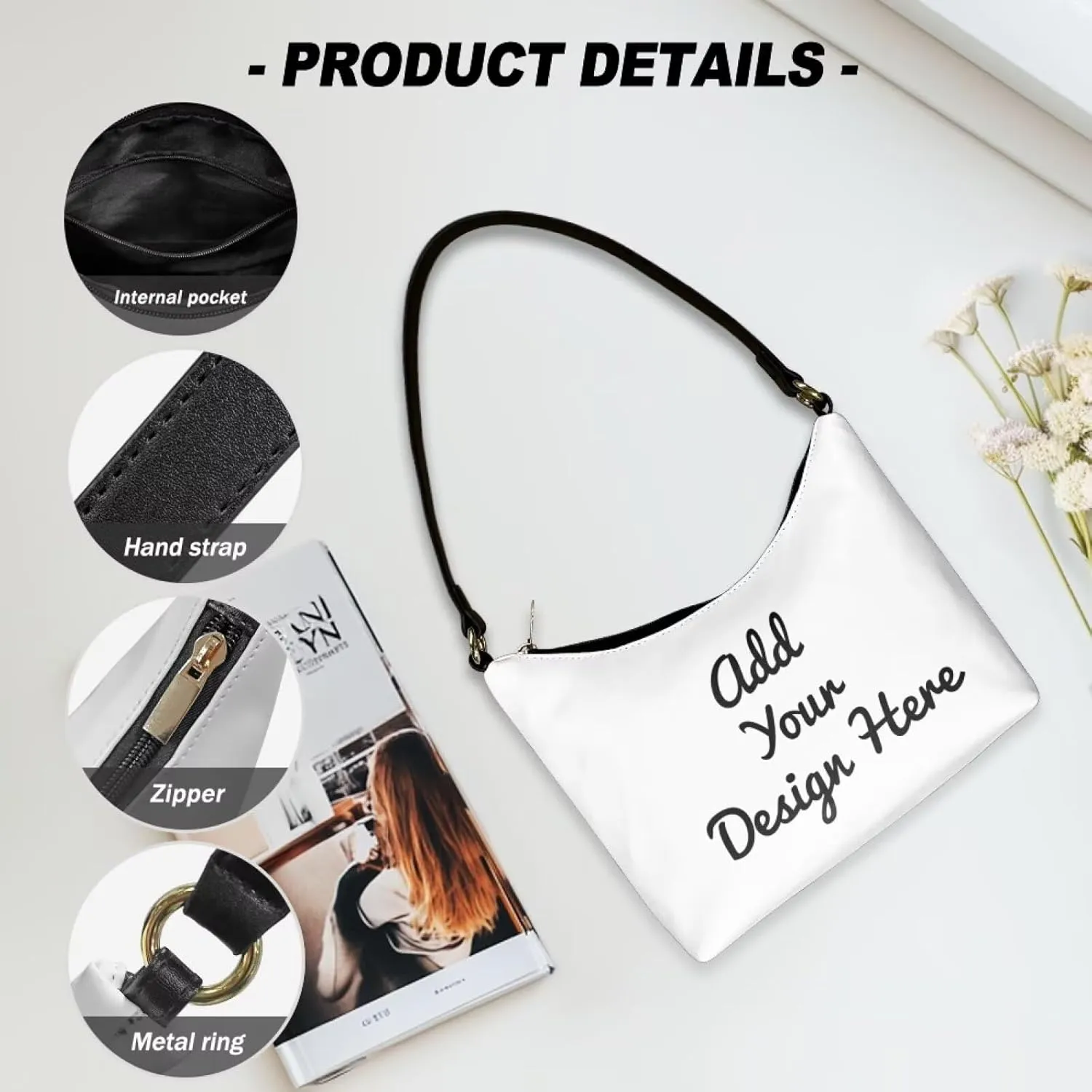 HUGS IDEA Shoulder Bag for Women Small Clutch Purse Mini Handbags PU Leather Underarm Bag