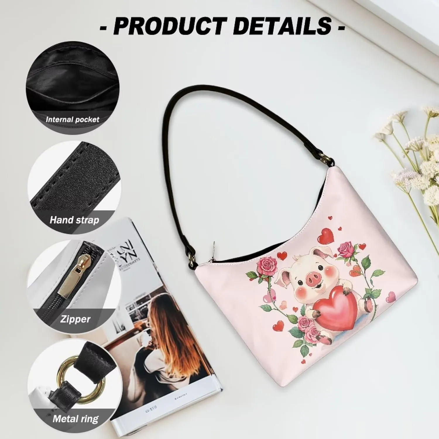 HUGS IDEA Shoulder Bags for Women Small Hobo Tote Handbag Mini Clutch Purse with Zipper Closure