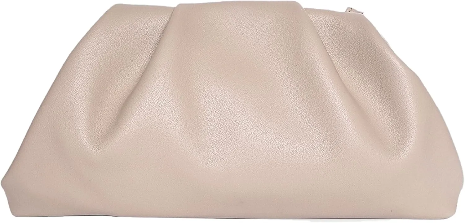 Huralona Dressy Pleated Vegan Leather Clutch Purse Bag for Women Super Chic Soft PU Evening Purse Handbag