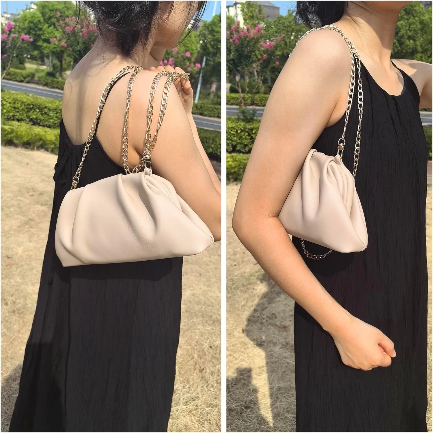 Huralona Dressy Pleated Vegan Leather Clutch Purse Bag for Women Super Chic Soft PU Evening Purse Handbag