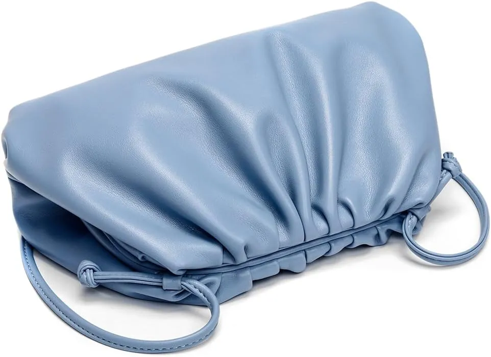 Huralona Dressy Pleated Vegan Leather Clutch Purse Super Soft Cloud Dumpling Clutch Bag for Women PU Evening Purse Handbag