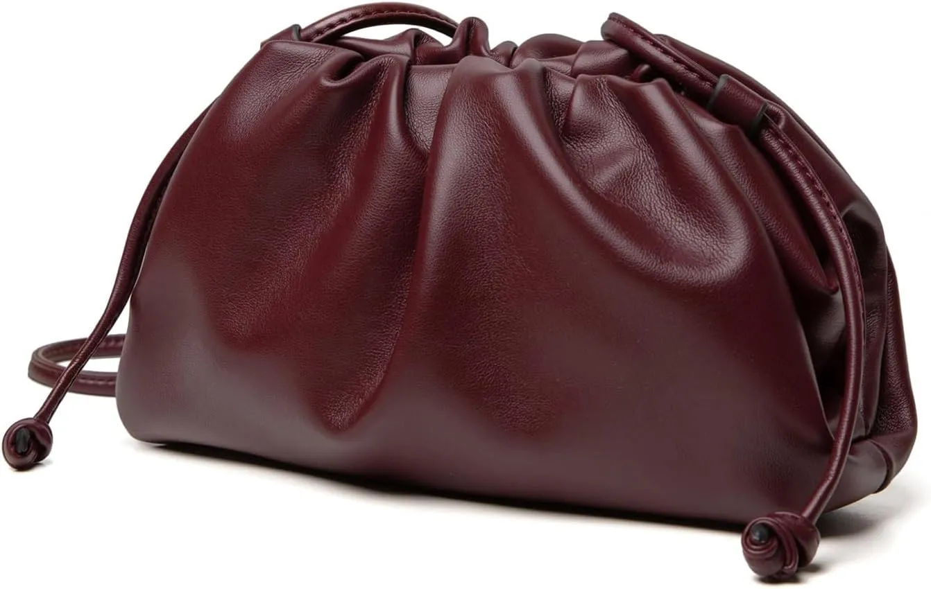 Huralona Dressy Pleated Vegan Leather Clutch Purse Super Soft Cloud Dumpling Clutch Bag for Women PU Evening Purse Handbag